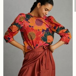 Farm Rio Puff Sleeve Floral Blouse
